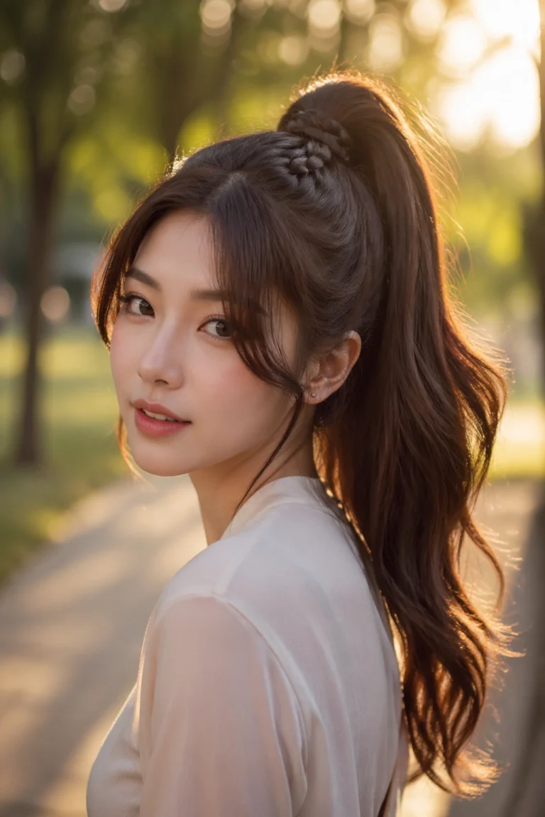 30 Korean Ponytails With Bangs