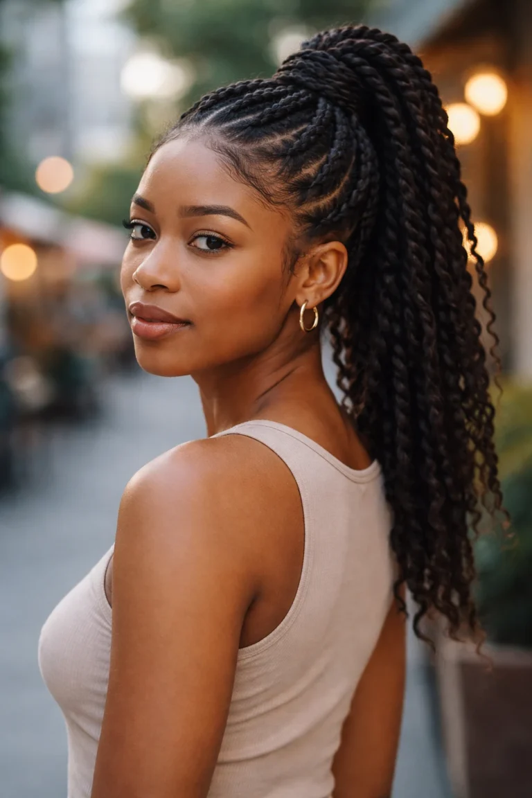 25 Twist Braided Ponytails for Natural Hair