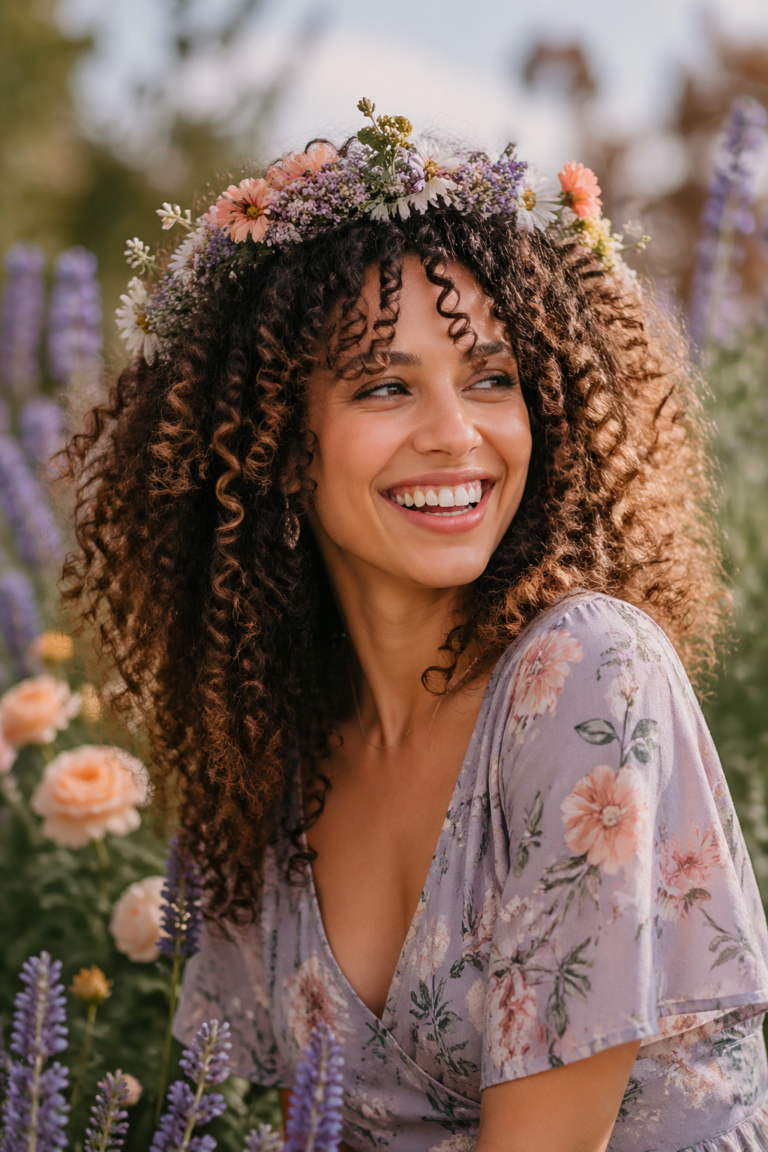 12 Flower Crown Styles for Curly Hair