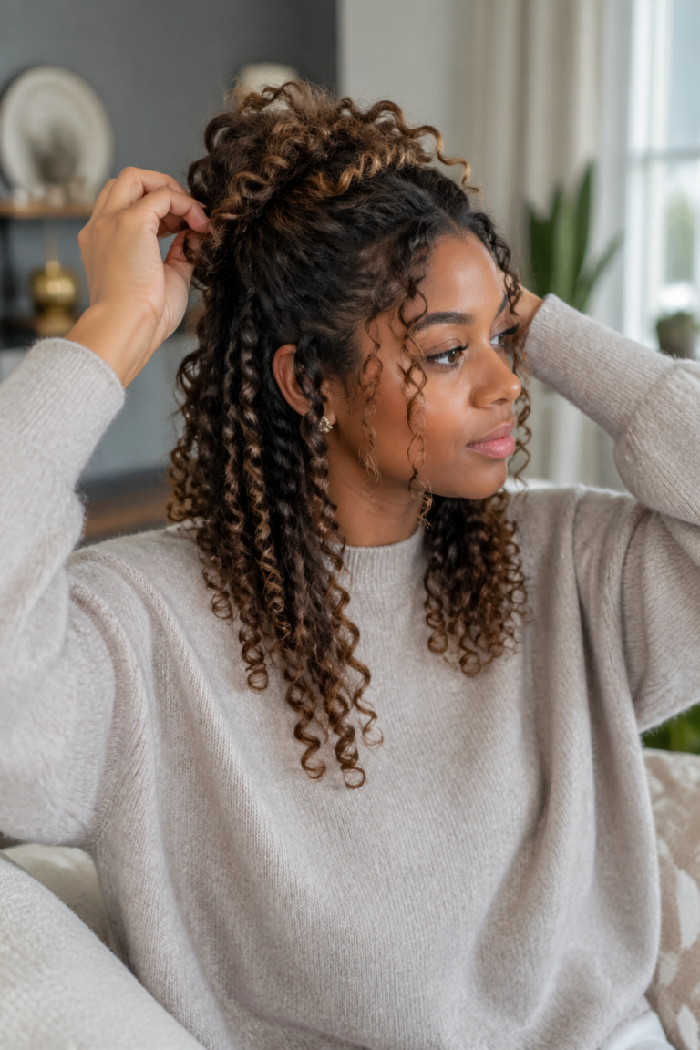 24 Half Up Half Down Styles for Natural Curls