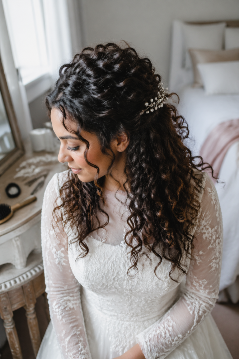 21 Half Up Curly Wedding Hairstyles