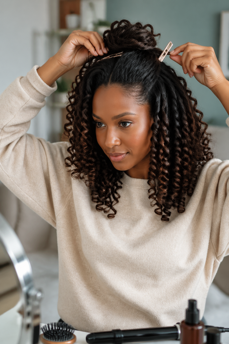 22 Half Up Wand Curls for Natural Hair