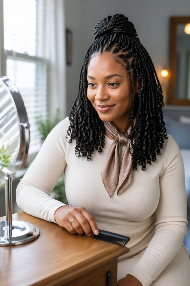20 Mini Braids With Curls on Natural Hair