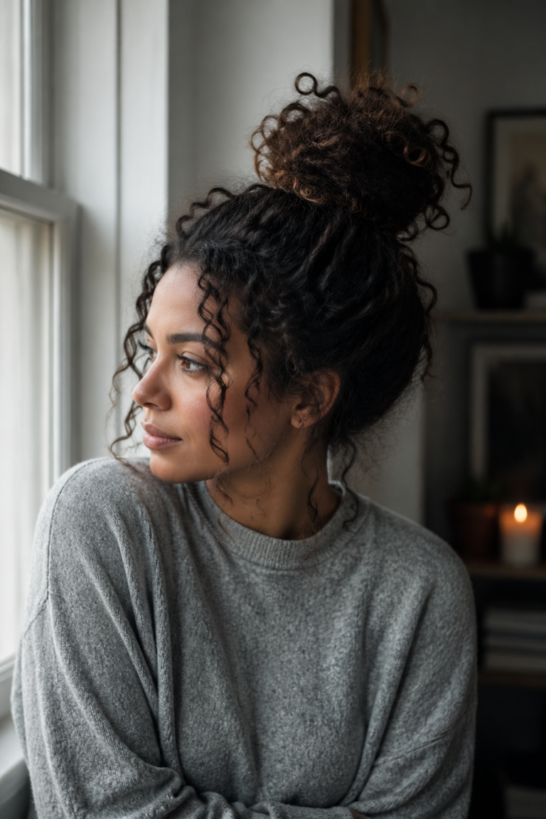 21 Messy Bun Styles for Curly Natural Hair