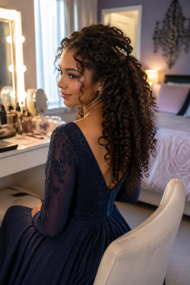 22 Prom Half Up Half Down for Curly Hair