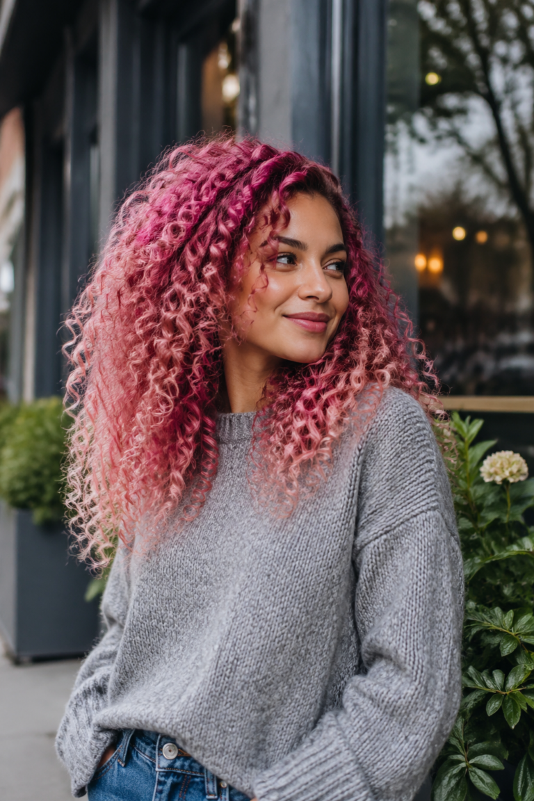 21 Pink Dyed Curly Hair Ideas for Women