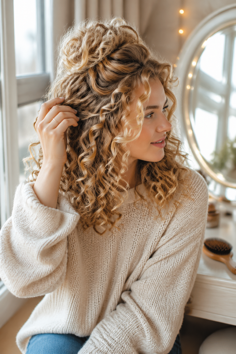 22 Honey Blonde Curly Hair Styles for Women