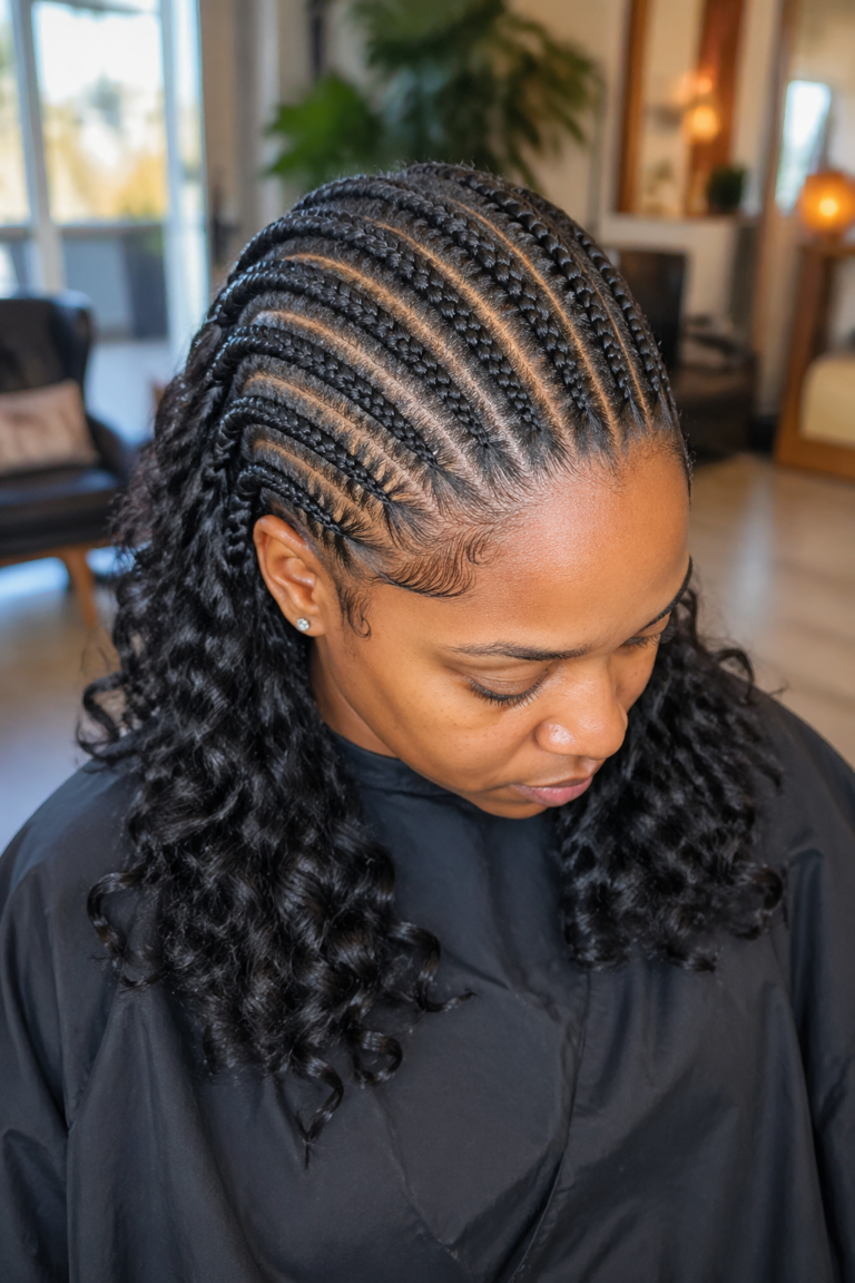 22 Straight Back Cornrows With Curls