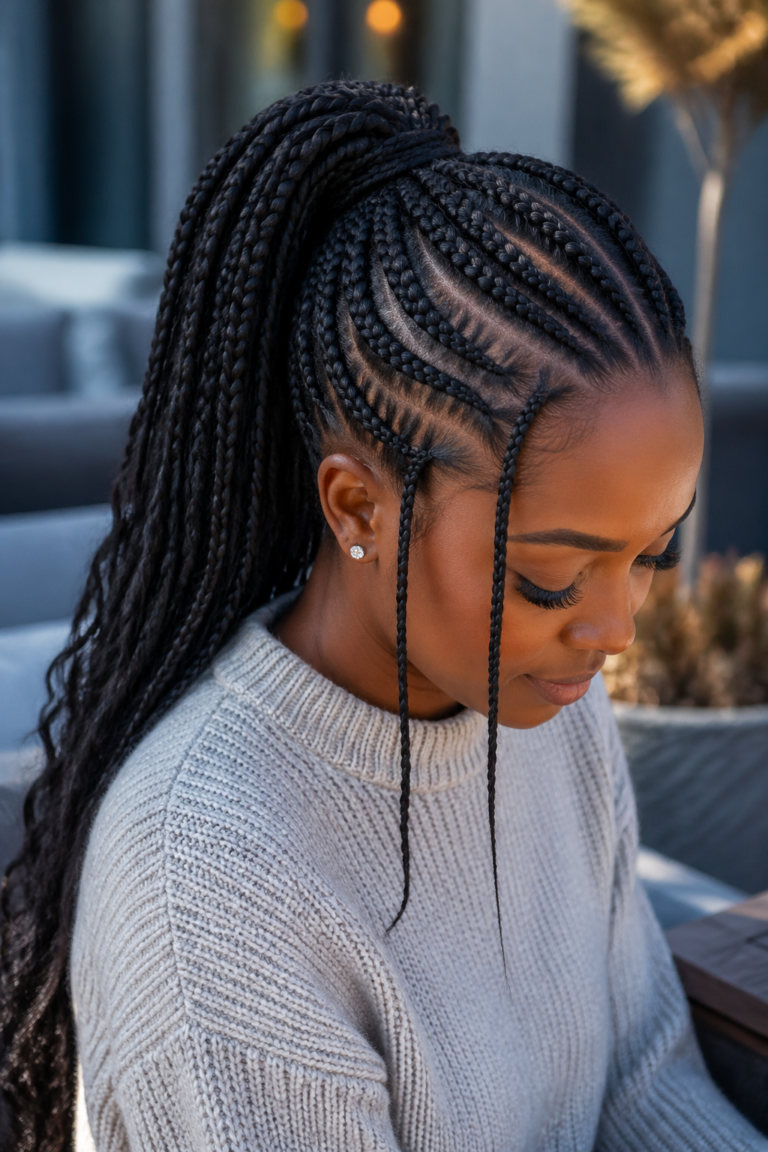 22 Cornrow Ponytails With 2 Braids