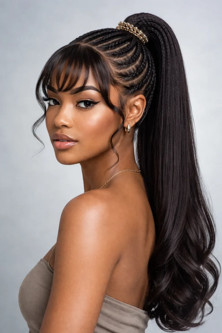 23 Cornrow Ponytails With Bangs