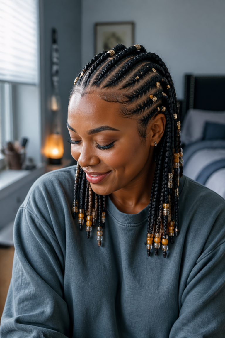 22 Half Cornrows With Beads