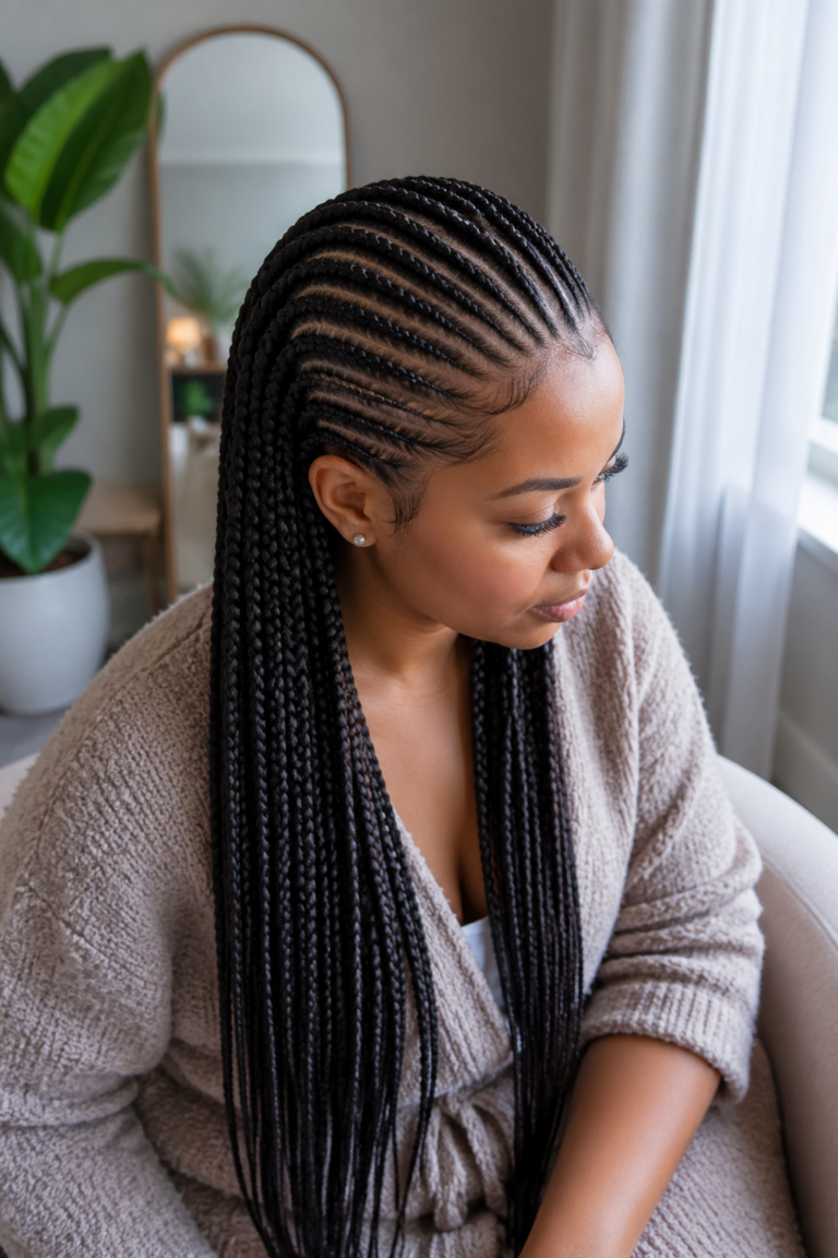 22 Small Straight Back Cornrows for Long Hair