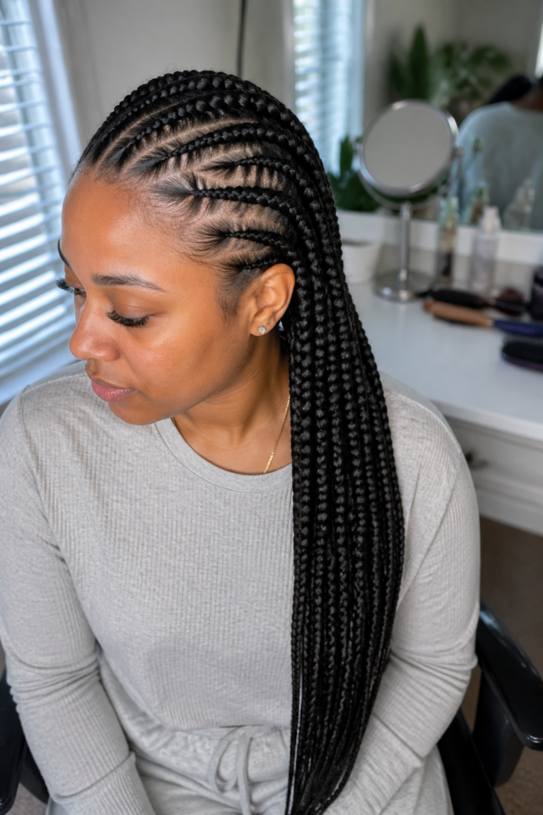 22 Knotless Cornrows With Box Braids