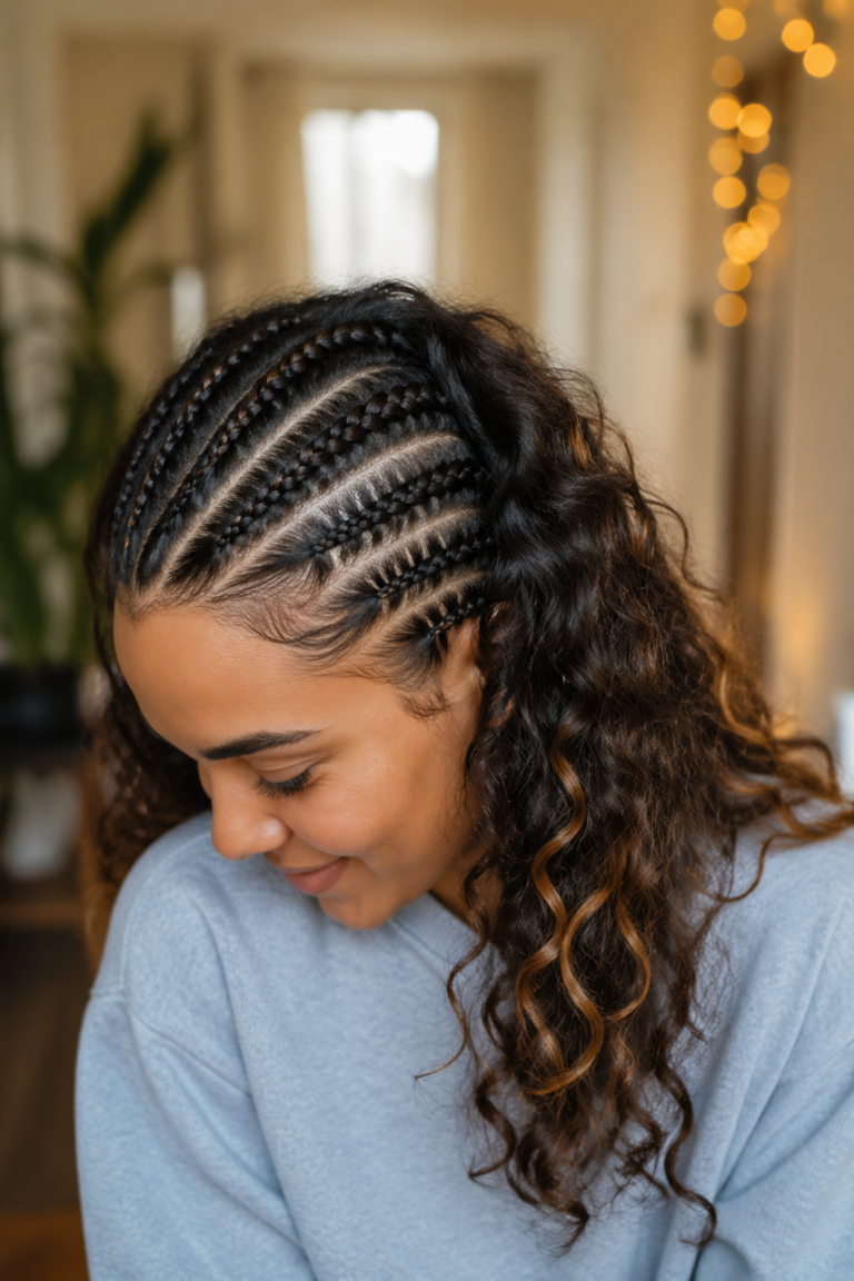 22 Half Cornrows With Curls