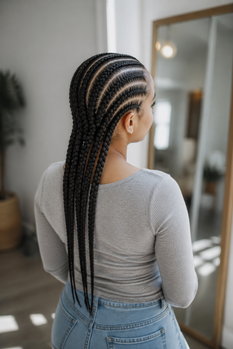 22 Straight Back Cornrows With 8 Braids