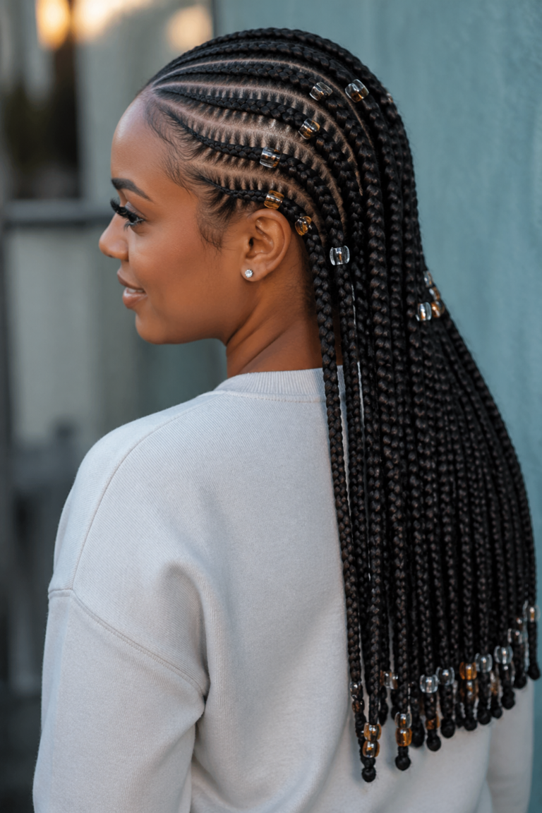 22 Feed In Cornrows With Beads