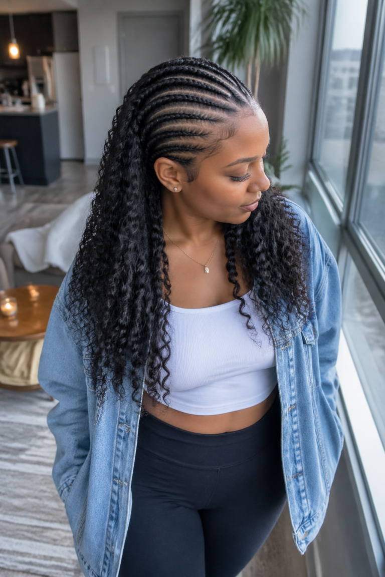 22 Feed In Cornrows With Curly Ends