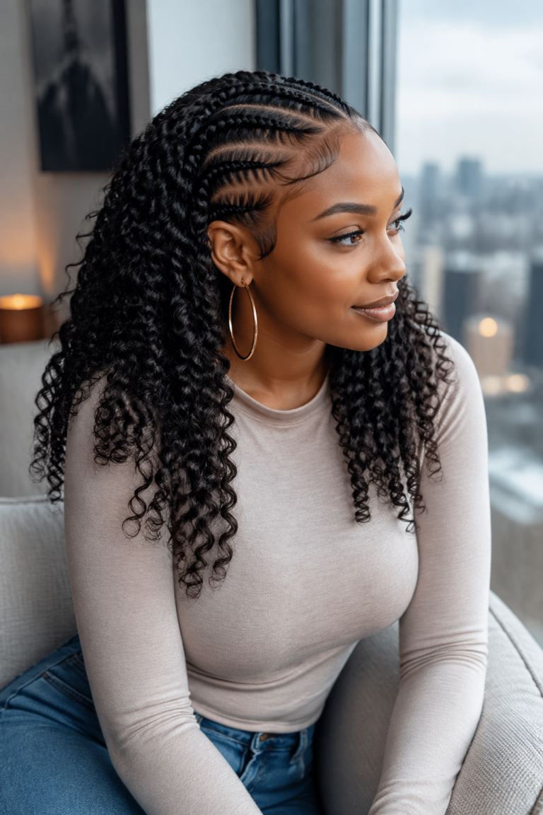 22 Cornrow Styles With Curly Weave