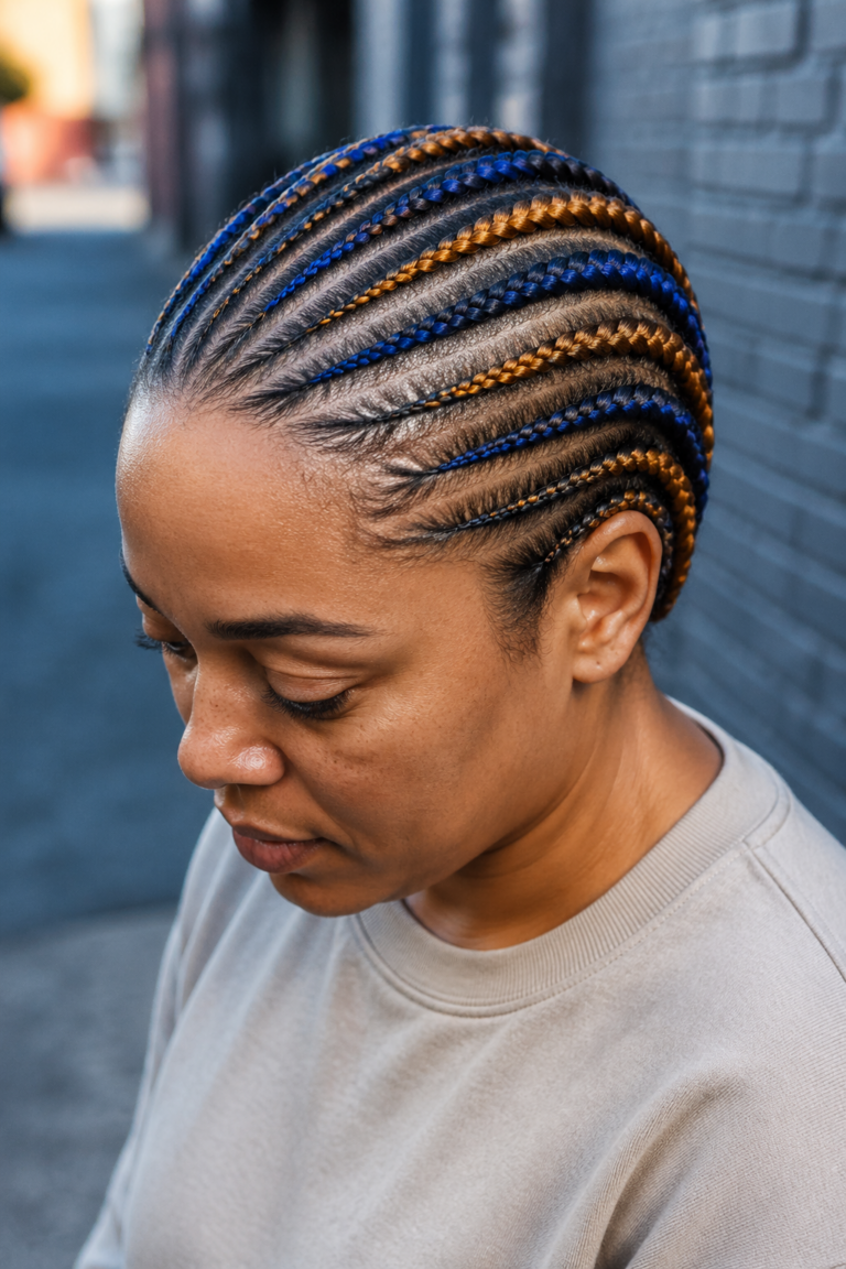 22 All Back Cornrows in Color