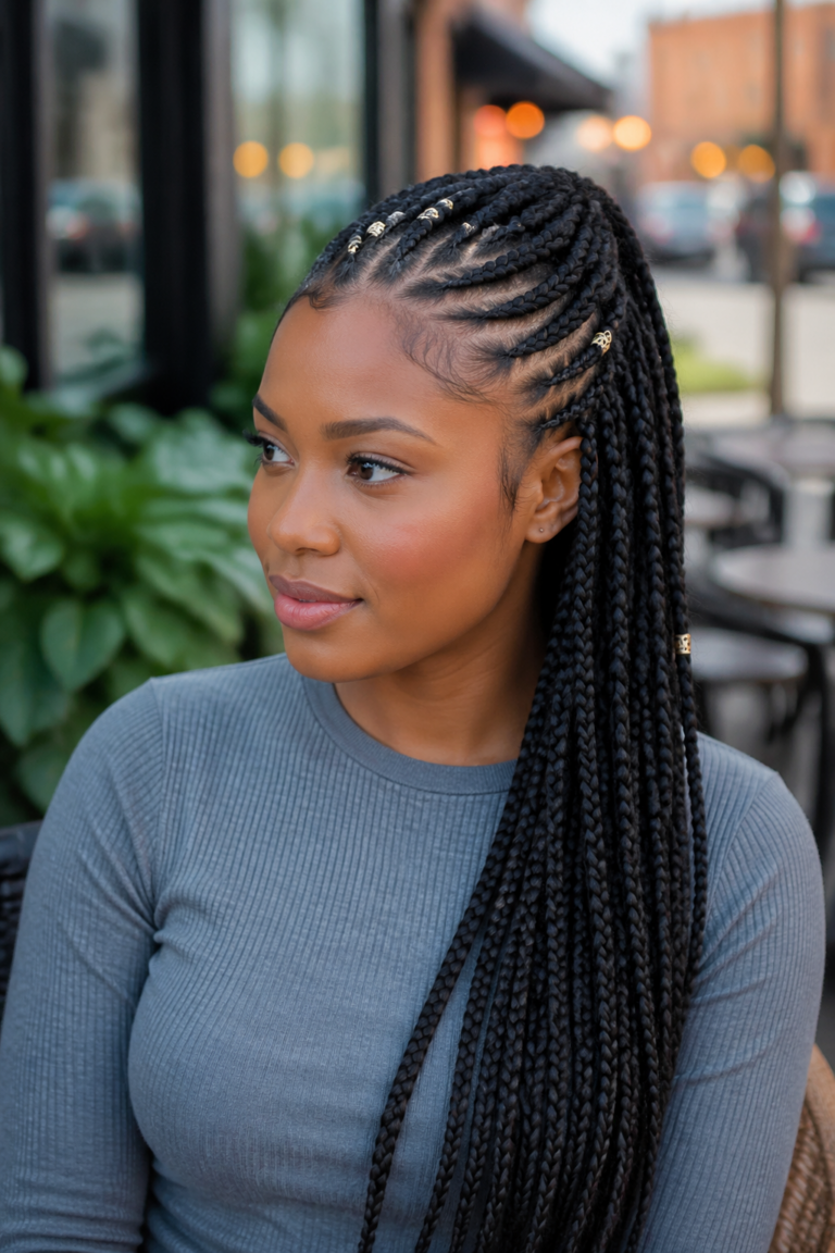22 Half Cornrows With Box Braids