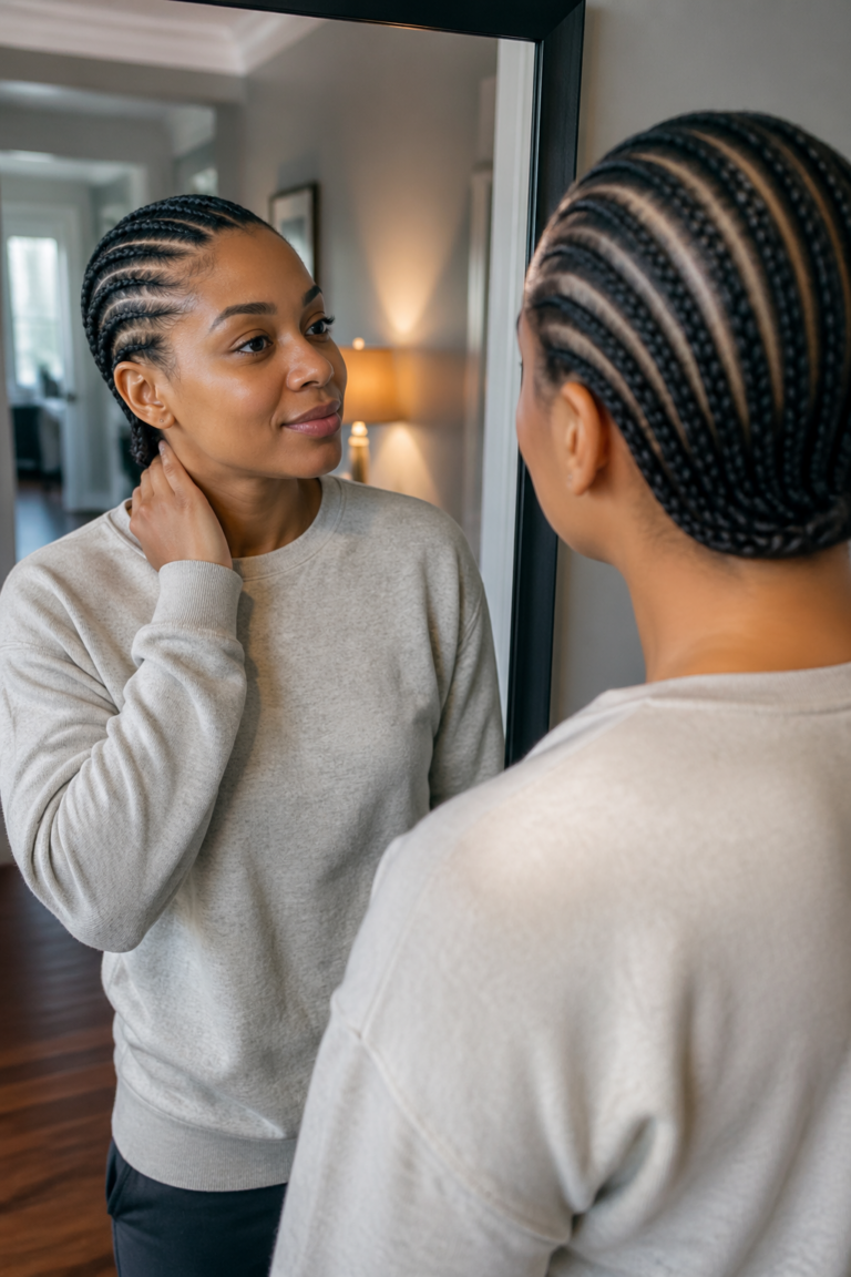22 Straight Back Cornrows on Natural Hair