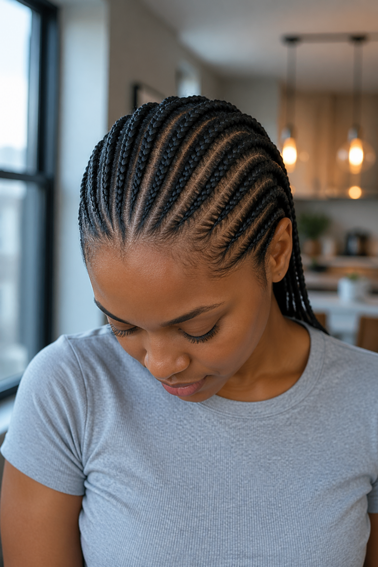 22 Small Cornrows on Natural Hair