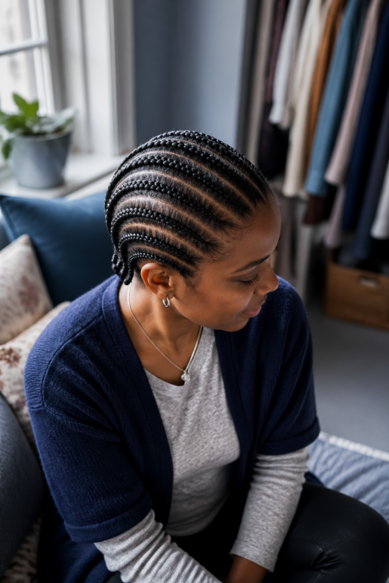 22 Stitch Cornrows on Natural Hair