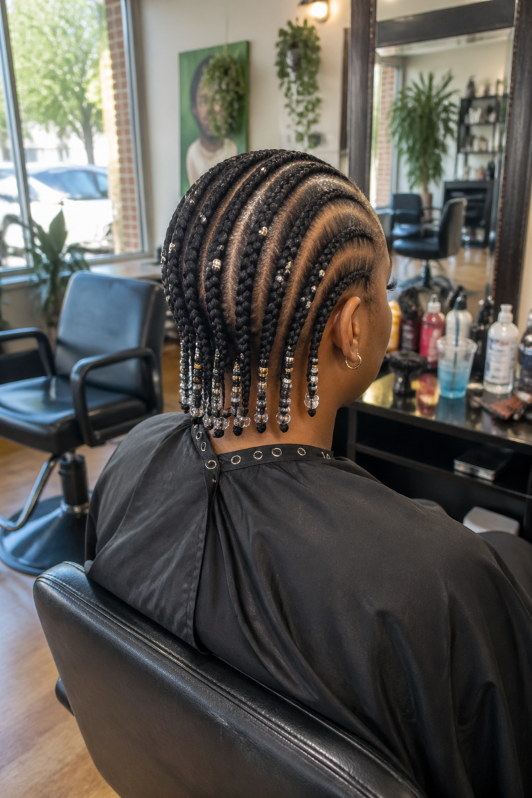 25 All Back Cornrows With Beads
