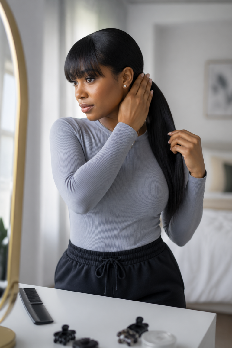 27 Low Ponytails for Black Women With Bangs