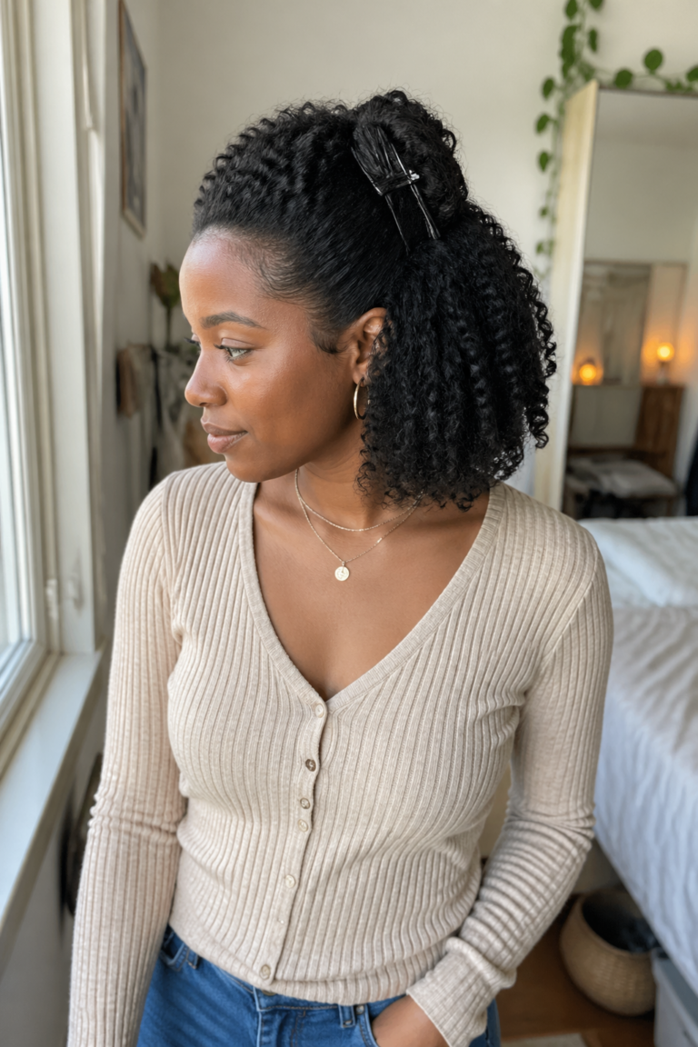 16 Half Up Half Down Looks for Natural Hair a Bob