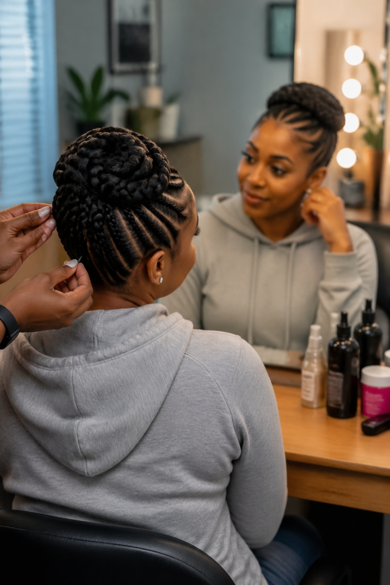 22 Cornrow Updos on Natural Hair