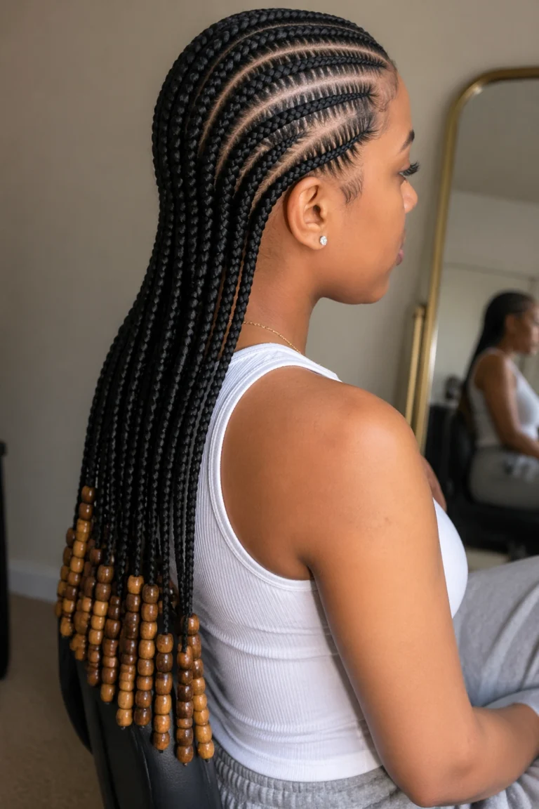 25 Stitch Cornrows With Beads