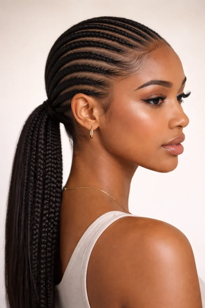 23 Cornrow Ponytails for Natural Hair