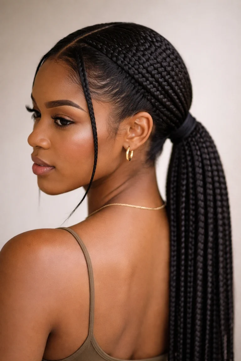 23 Low Knotless Braid Ponytails for Less Tension