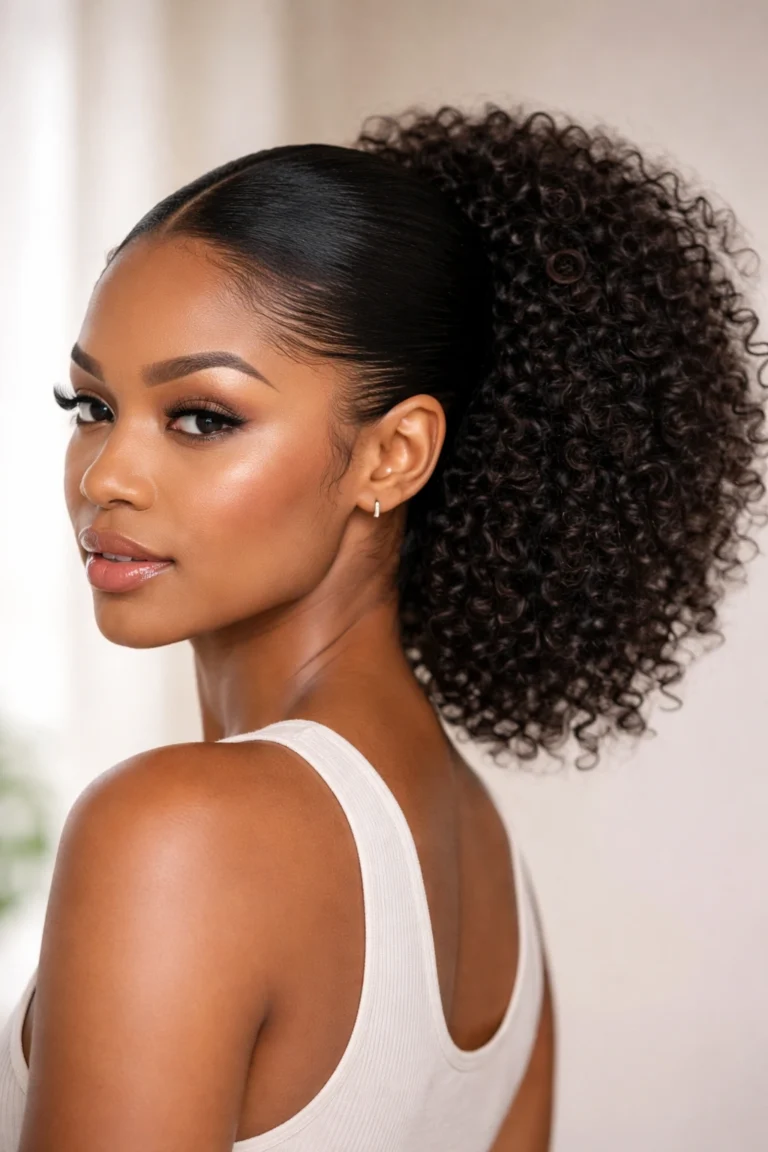 25 Mid Ponytails for Black Women With Curly Hair