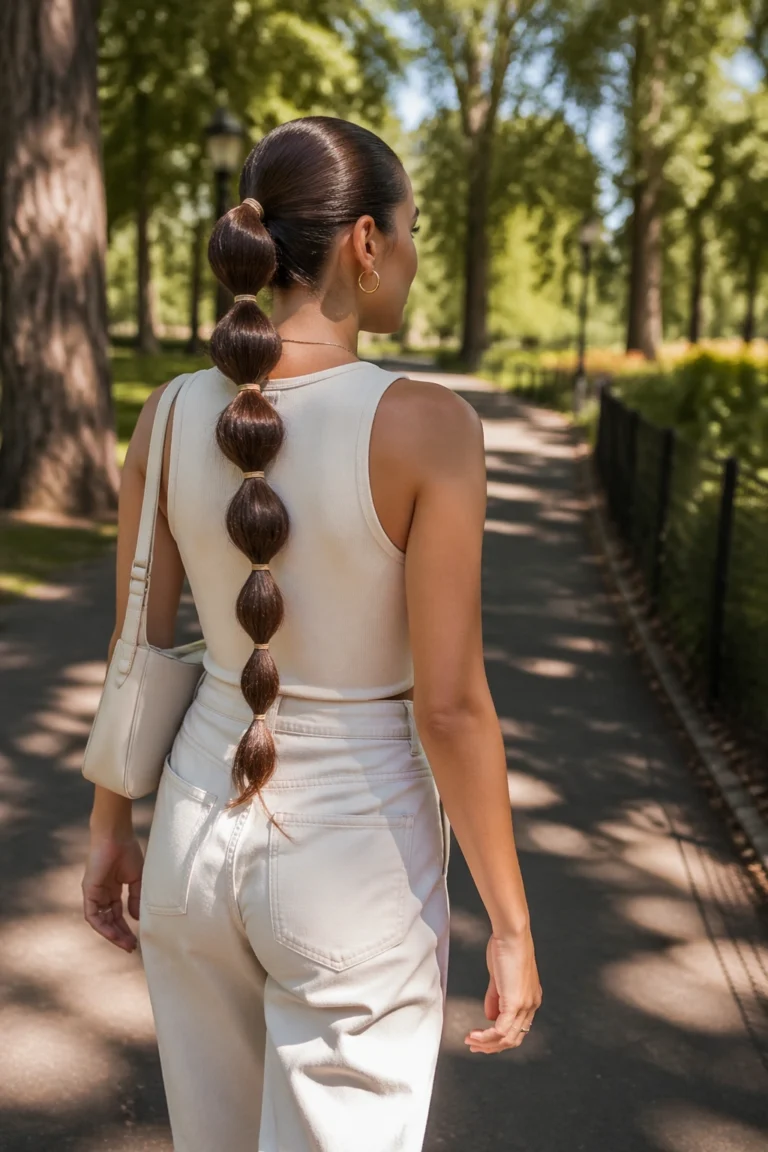 25 Middle Part Ponytails for Long Hair