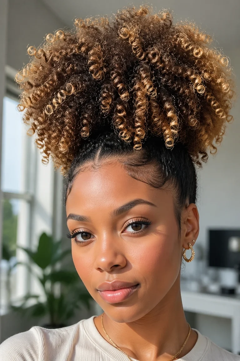22 Blonde Highlights on Curly Natural Hair