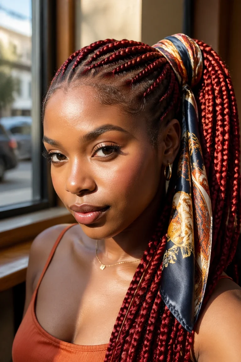 21 Red Braided Ponytails for Black Women