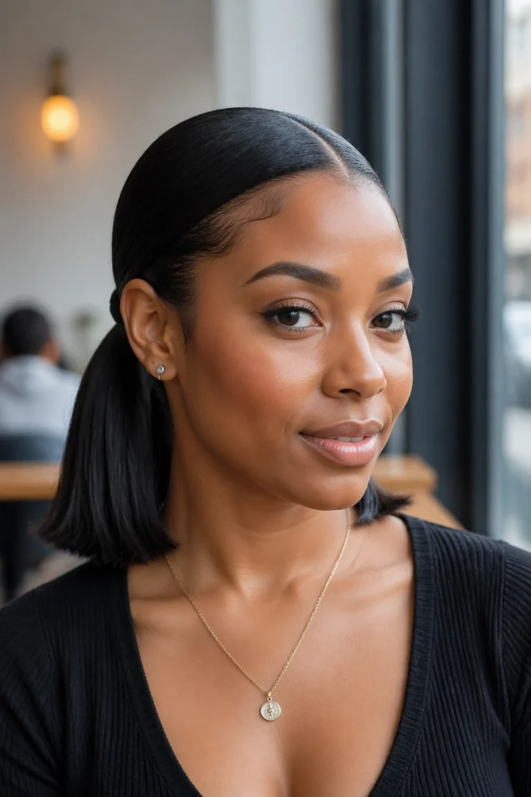 30 Sleek Middle Part Ponytails for Black Women