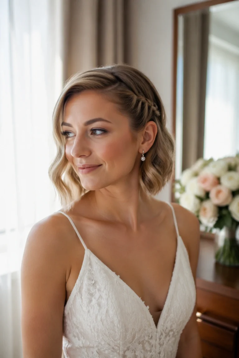 17 Braided Half Up Half Down for Wedding Short Hair