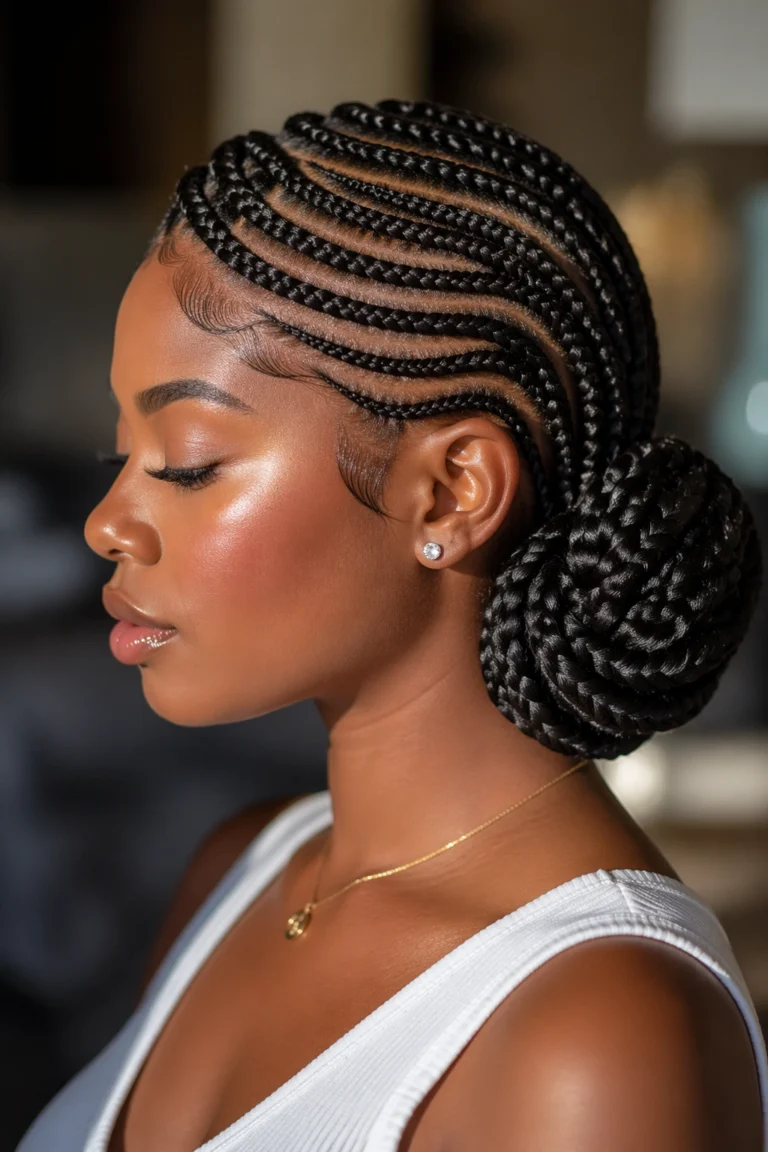 22 Stitch Cornrow Bun Styles