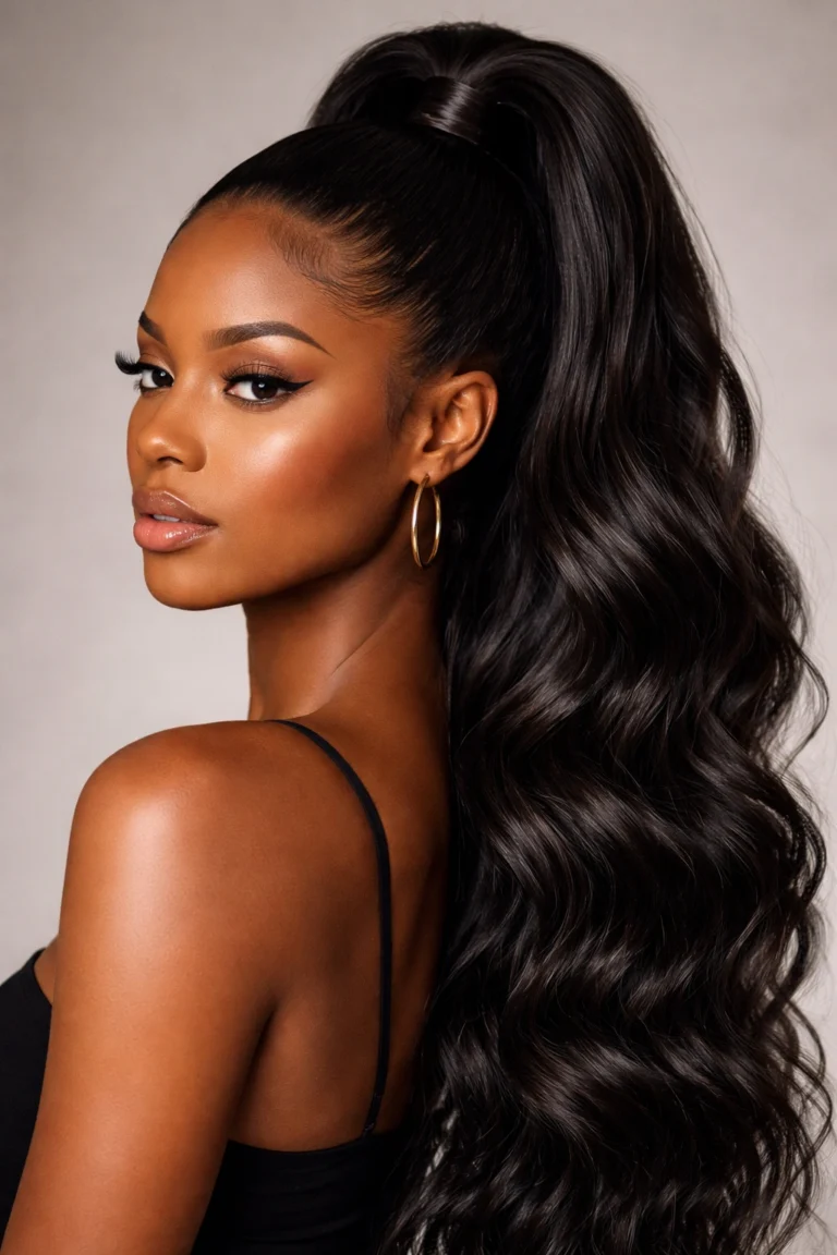 25 Ponytails for Black Women With Long Wavy Hair