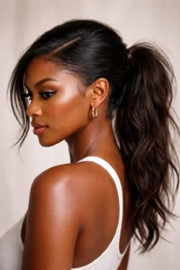 30 Sleek Side Part Ponytails for Black Women