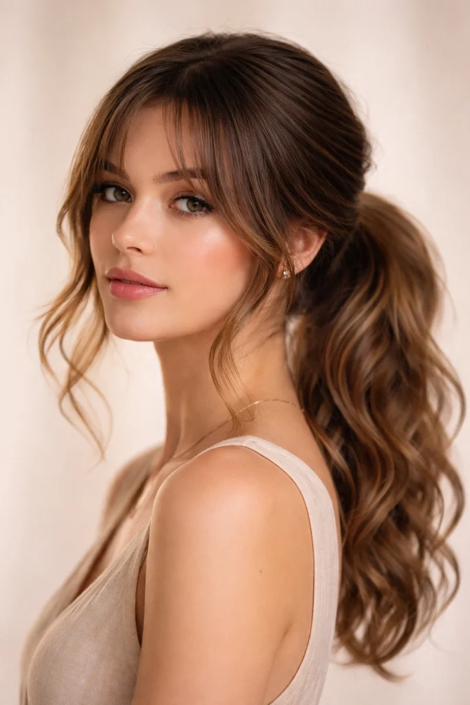 25 Ponytails for Wavy Hair With Bangs