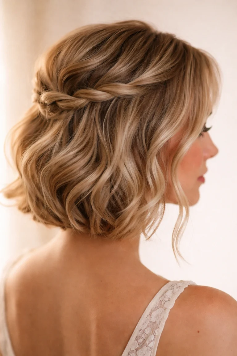 17 Messy Half Up Half Down Looks for Wedding Short Hair