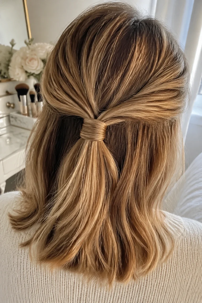 22 Easy Half Up Half Down Styles for Casual Medium Hair