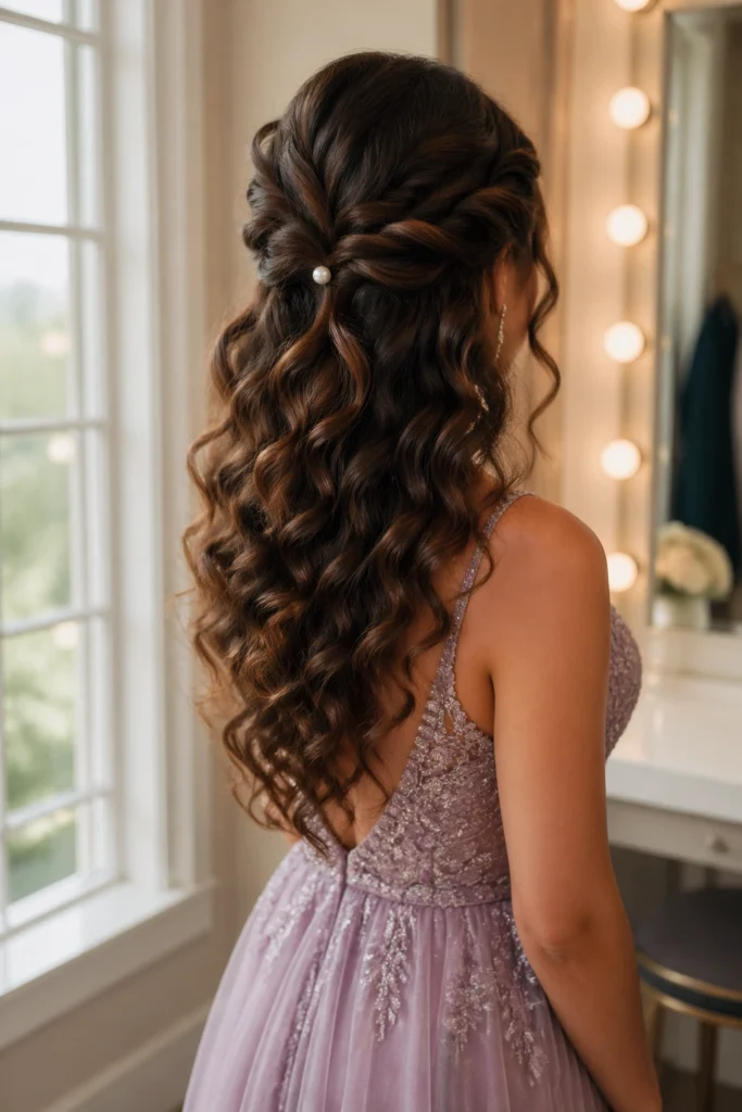 24 Half Up Half Down Hairstyles for Prom Curly Hair