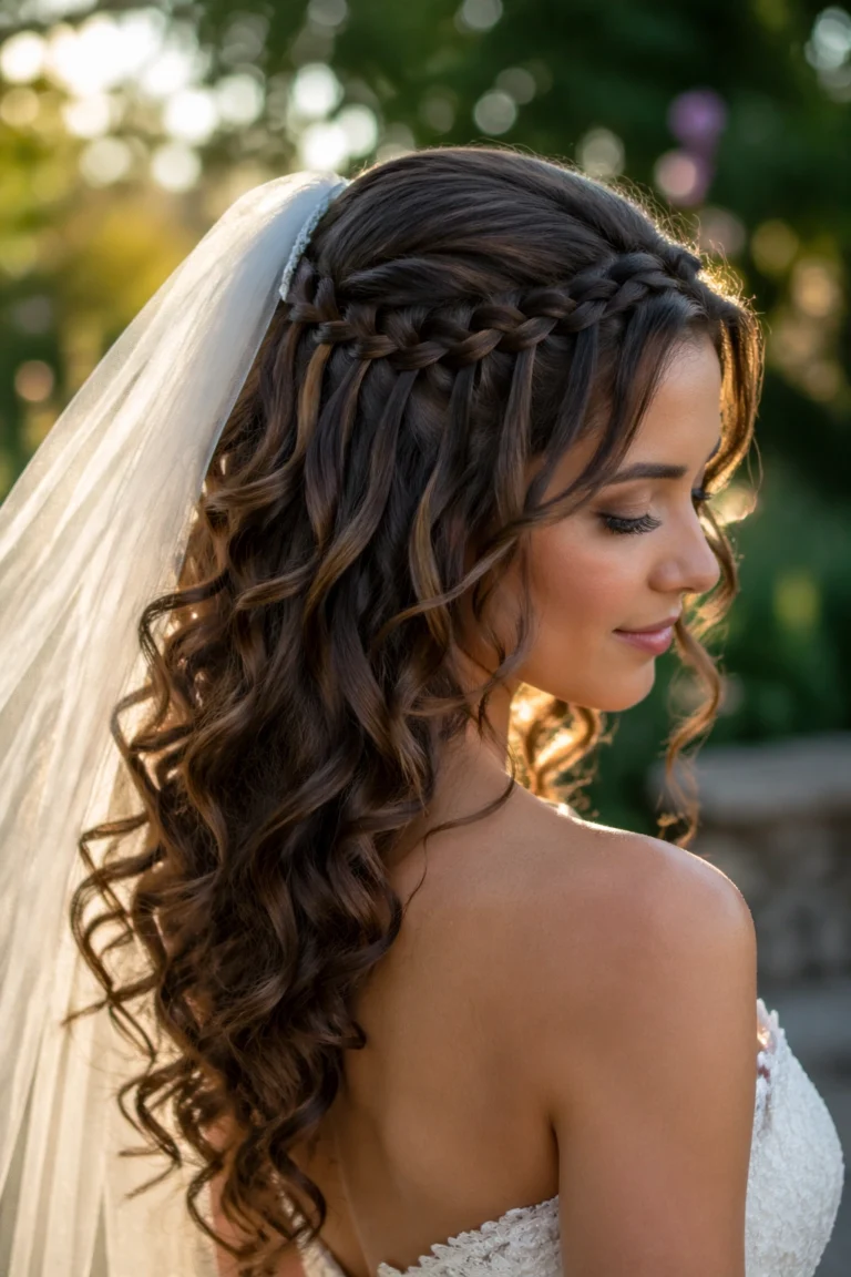 15 Curly Wedding Styles With a Veil